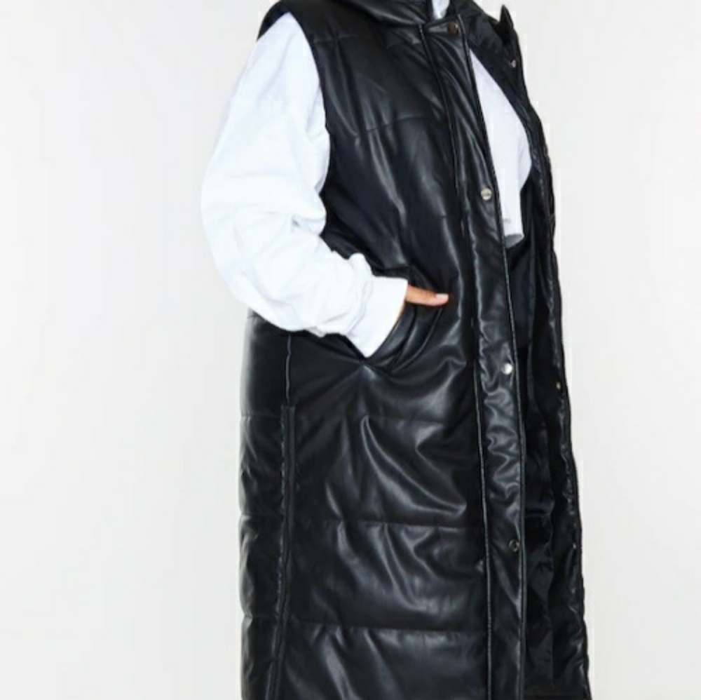 Faux leather midi vest